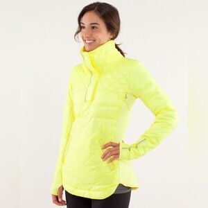 Lululemon What The Fluff Pullover Clarity Neon Yellow Goose Down Jacket Size 6